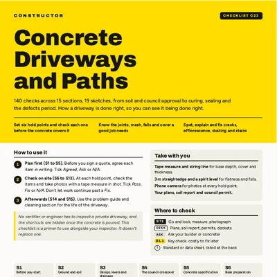 C23 - Concrete Driveways and Paths Checklist cover