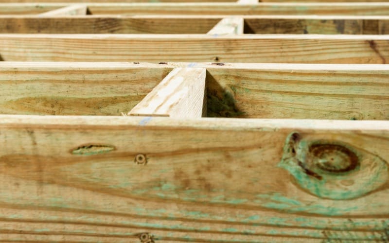 Treated pine floor bearers