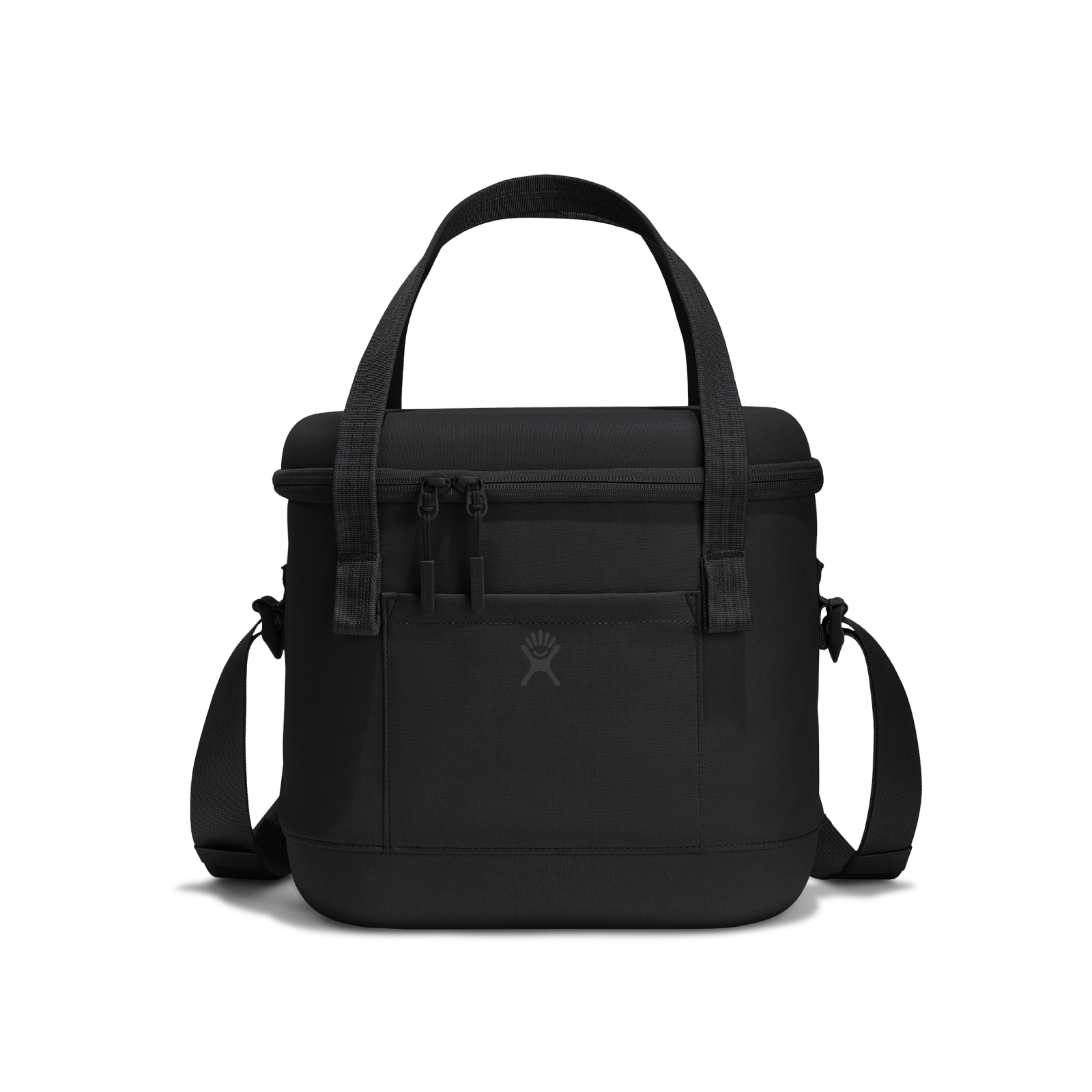 Black insulated cooler with straps