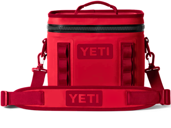 Red YETI cooler and lunch box