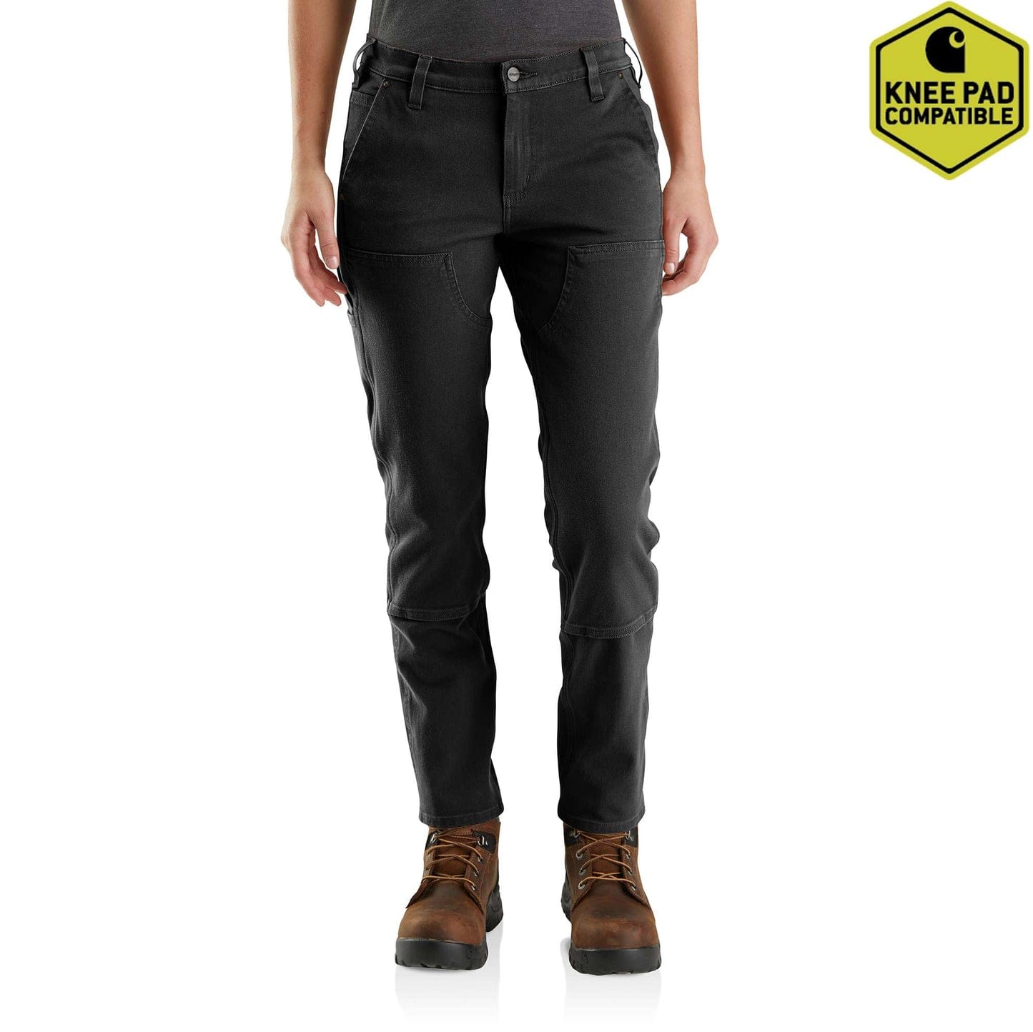 Women's work pant black with brown boots