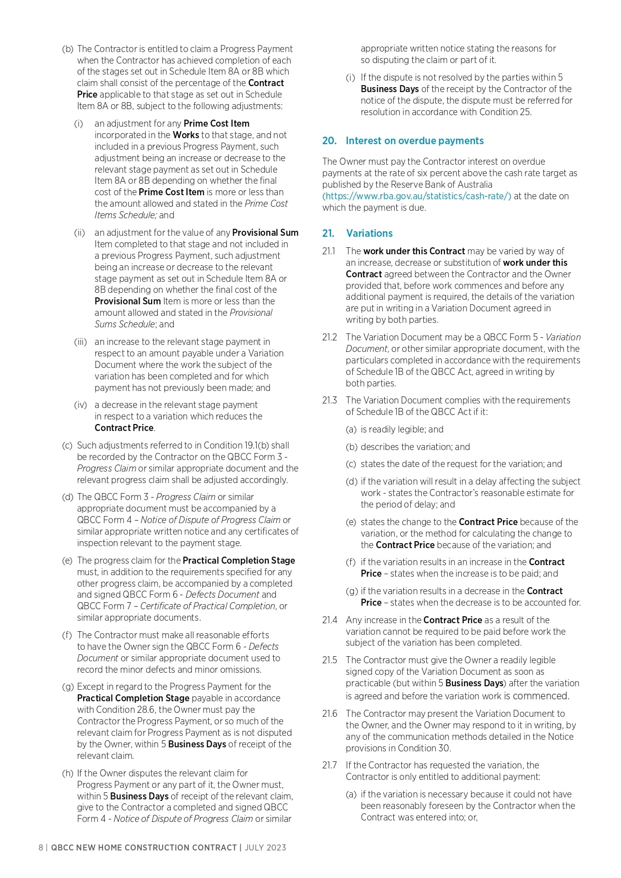 QBCC new home building contract