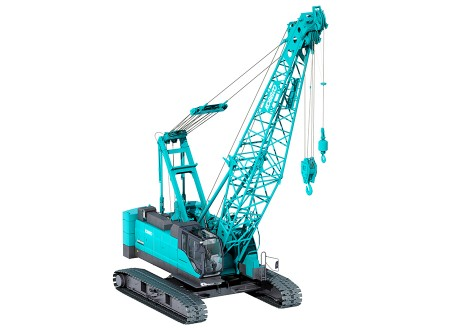 Blue crawler crane