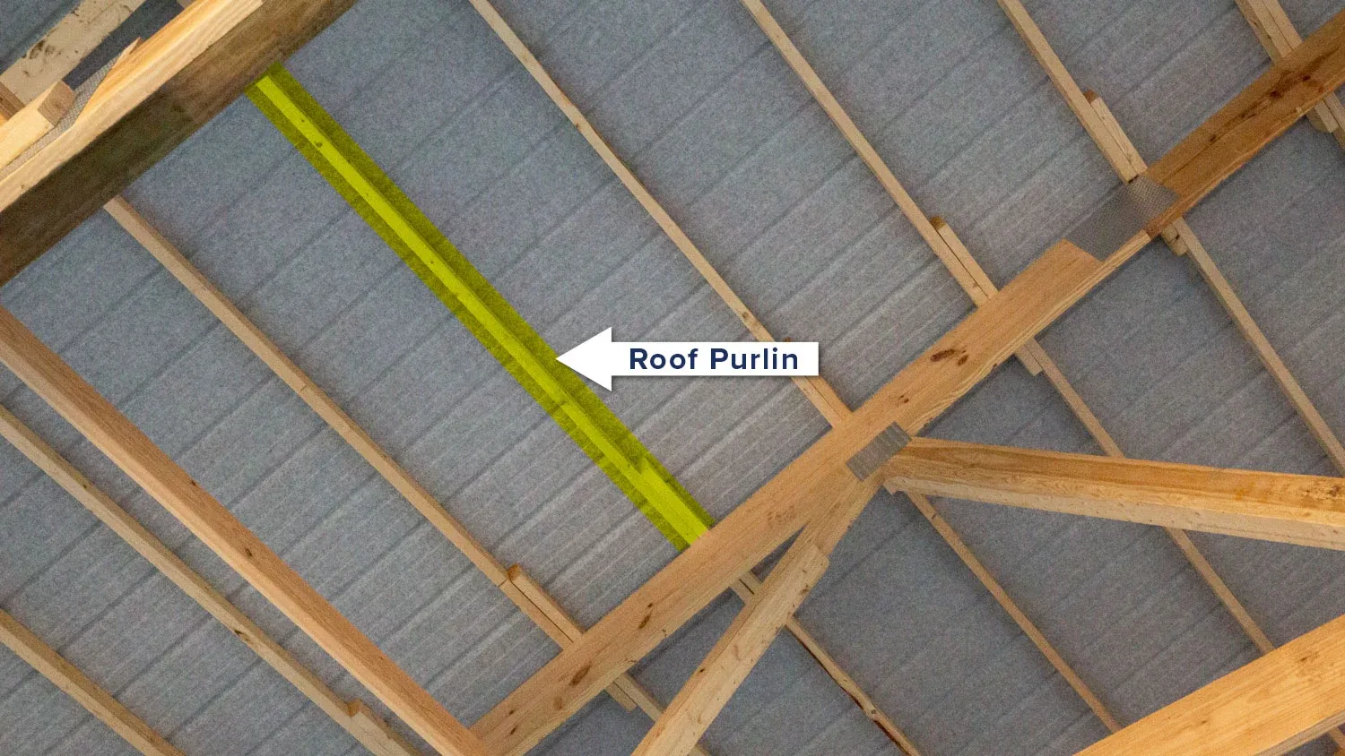 Roof purlin between 2 trusses 